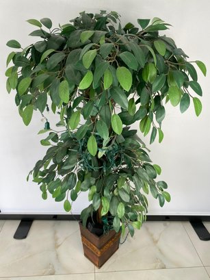 Tall Artificial Green Tree Leaves In Brown  Planter Basket