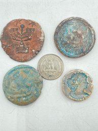 Lot Of 4 Antique Porcelain Or Ceramic Coins Or Tokens