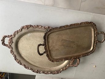 2 Large Silver Plated Tray