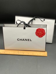 2 Limited Authentic Chanel White Gift Bag Red Camellia Flower