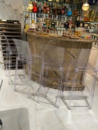 4 Modern Armless Backrest Counter Stool Acrylic Cafe Bar Stool With Pedal  Clear Counter Stool