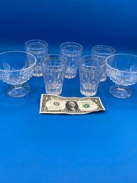 Vintage 6 Mix Crystal Cut Glasses