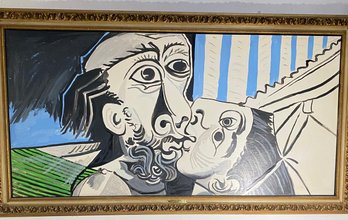 After Picasso's The - Kiss Lithograph On Board Framed By Silver Birch Carter