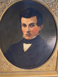 Antique  19  Century  Oil Panting Portrait On Canvas