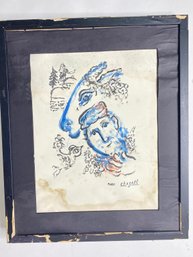 Art Attributed Marc Chagall Le Paysan   On Paper Signed