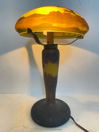 Art Nouveau Mushroom Lamp In Multilayer Glass Signed