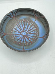 Attributed Pablo Picasso Madoura Ceramic  Wide Purple Blue Patterned Bowl  Stamp On The Bottom
