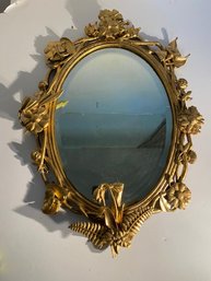 Beautiful French Oval Gilt Mirror With Beveled Glass 1-2