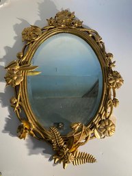 Beautiful French Oval Gilt Mirror With Beveled Glass 1-1