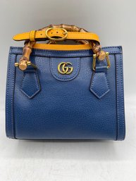 Blue Gucci Mini Bamboo Diana