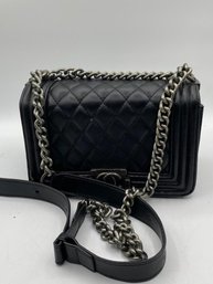 Chanel Boy Flop Quilted Caviar Bag