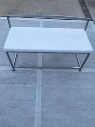 Fuji Contemporary Dining / Entryway Bench In White Faux Leather 2-2