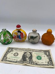 Group Of 4 Antique Bottle  Beauty Snuff Containers Of China