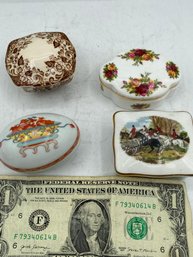 Group Of 4 Mix Vintage Small Porcelain Boxes