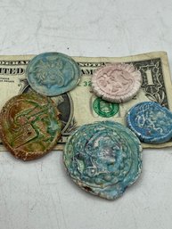 Group Of 5 Ceramic Coins