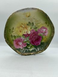 Hand Painted Roses Porcelain    Plate Made In Germany