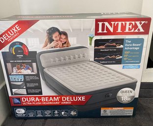 Intex Dura Beam Airbed W/Built In Pump & Ultra Plush Headboard, Queen 18'