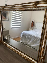 Italian Rectangular Wall Mirror W/Gold/Bronze Trim Accents, Mid-20th Century