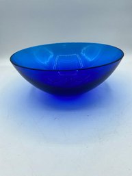 Large Lalique France Cobalt Blue Glass Bowl Signed