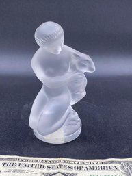 Lalique France Crystal Woman Ram Lamb Glass Art Figurine