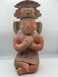 Large Vintage Handmade Aztec Inca Mayan Mexico Folk Art Pottery Clay Figure