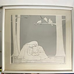 Large Will Barnet Lithograph Print On Paper Framed Under Glass
