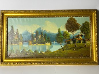 Large  Oil Painting On Canvas Landscape Signed & Framed