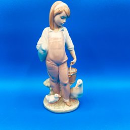 Lladro Porcelain Figurine Saturday's Child Juan Huerta Girl And Ducks