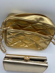 Lot Of 2 Vintage Gold Bags