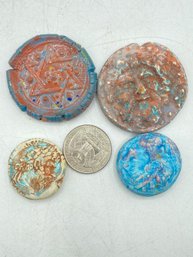 Lot Of 4 Antique Porcelain Or Ceramic Coins Or Tokens