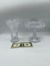 Lot Of Cut Crystal Vase & Bowl