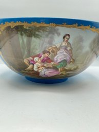 MAGNIFICENT  FRANCH 19th CENTURY HAND PAINTED PORCELAIN BOWL,CENTERPIECE