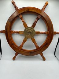 Mahogany Ship's Wheel With Brass Hub  23''