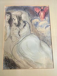 Marc Chagall Sarah And Abimelech Color Lithograph Singed