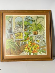 Mid Century Laurence Reiter Sun Porch Lithograph Signed & Framed