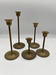 Midcentury Modern Brass Graduated Tulip Candlestick Holder