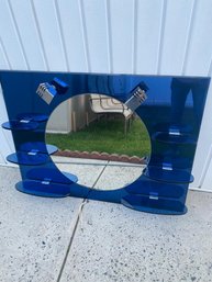 Mirror Bright Italian Design Blue With  2 Lights On The Side  39''X 30''