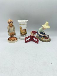 Mix Lot Of 4 Figurines And A Vase