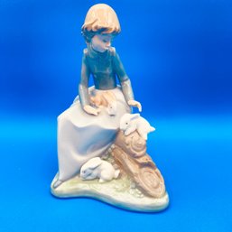 NAO By Lladro Porcelain Figurine Young Girl With Rabbits