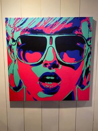 Pop Star Pink Green Abstract Graffiti Art On Canvas