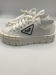 Prada Double Wheel Nylon Gabardine Sneakers New In The Box  Size 39