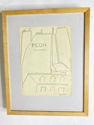 Sante Monachesi    Etching And Drypoint Art Italian House ''PICON''  Signed And Framed