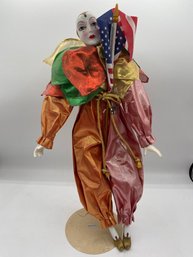 Venetian Carnival Decorative Collectible Handmade Big Harlequin Doll 16''Tall