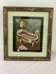 Vintage 3D Bathroom Wall Art Under Glass Framed