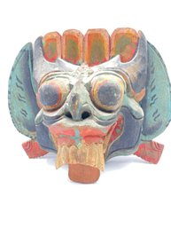 Vintage Hand Carved Wood Indonesia Dancing  Mask  Wall Hanging Mask
