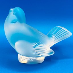 Vintage Lalique Frosted Crystal Sparrow  Bird Figurine Signed