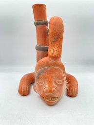 Vintage Mexican Myan Aztec Terracotta Figural Vase Stamp Mexico