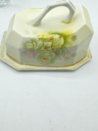 Vintage Royal Rudolstadt Prussia Butter Or Cheese Dish Flowers