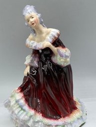 Vintage Staffordshire Fine Bone China Lady In Red Arthur Bowker Made In England