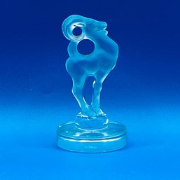 Vintage  Lalique Ram Art Glass Figurine Paperweight Signed